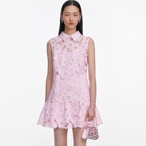 Self-Portrait NWOT PINK LACE COLLARED MINI DRESS